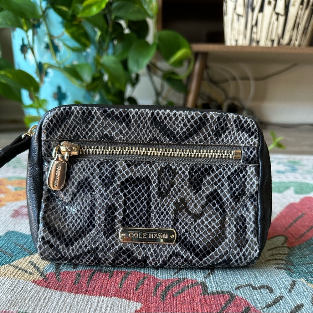 Cole Haan Python Snakeskin Print Genuine Leather  Wristlet
